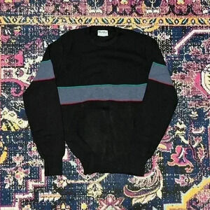 VINTAGE Meister Mock Neck Sweater‎ Striped  Hong Kong Wool Blend Small